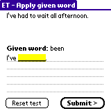 Main Apply given word test window.