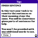 Finish sentence test tips.