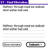 Main Find mistakes test window.
