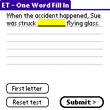 Main One word fill-in test window.