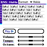 A sample Nokia ringtone loaded into HoHo